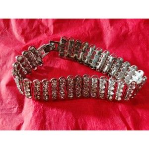 Vintage Glamour Sparkly Silver & Rhinestone Party Or Wedding Bracelet